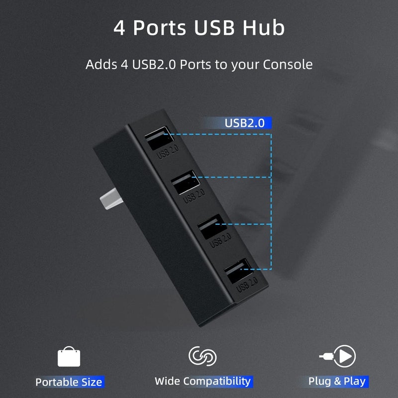 Mcbazel محور USB 2.0 4 منافذ لجهاز Xbox Series X/S، موزع USB عالي السرعة محمول، ملحقات توسيع متوافقة مع جهاز Xbox Series X/S - أسود - Image 2
